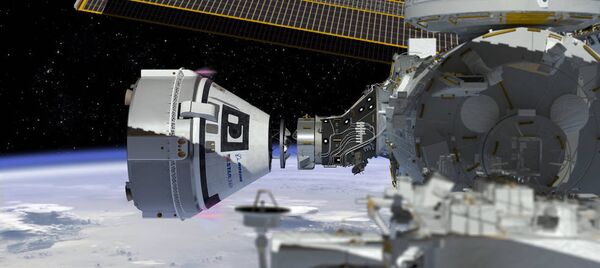 Dessin représentant l'arrimage du Boeing CST-100 Starliner à la Station spatiale internationale (ISS) - Sputnik Afrique