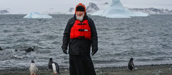 Le Patriarche Cyrille rend visite aux manchots - Sputnik Afrique