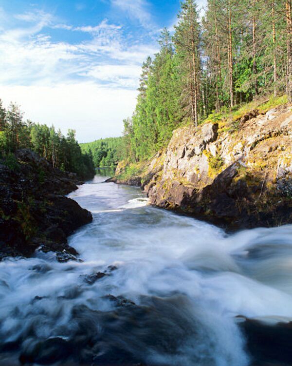 La chute d'eau de Kivatch, qui mesure 10,7 mètres de haut, est située sur la rivière Souna en Carélie et donne son nom à la réserve naturelle de Kivatch, fondée en 1931. - Sputnik Afrique