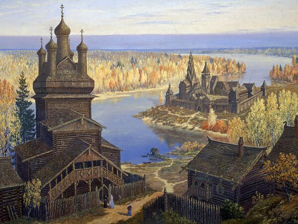 Kitej était une ville légendaire aux environs de Nijni Novgorod, en Russie, sur les bords du lac Svetloïar. Image: Mikhaïl Nesterov, Ville de Kitej. - Sputnik Afrique