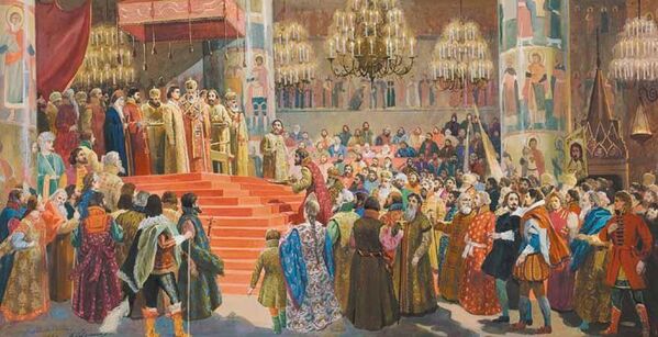 Le couronnement de Michel de Russie le 11 juillet 1613. - Sputnik Afrique