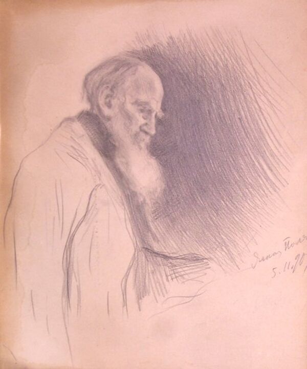 Alexandre Moravov, Portrait de Léon Tosltoï, 1909, papier, crayon. - Sputnik Afrique