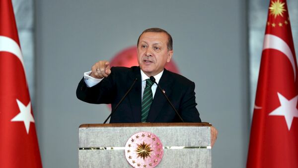Turkish President Tayyip Erdogan makes a speech during a meeting in Ankara, Turkey February 17, 2016, - Sputnik Afrique