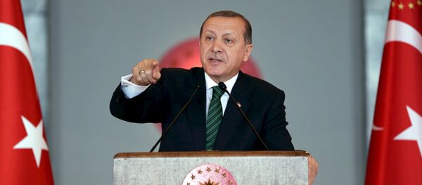 Turkish President Tayyip Erdogan makes a speech during a meeting in Ankara, Turkey February 17, 2016, Turkish President Tayyip Erdogan makes a speech during a meeting in Ankara, Turkey February 17, 2016, - Sputnik Afrique