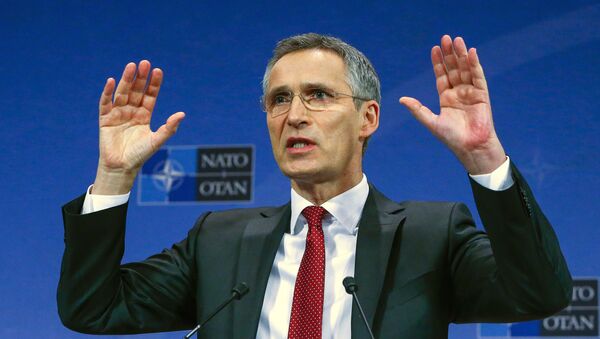 NATO Secretary-General Jens Stoltenberg gestures during a news conference ahead of a NATO defense ministers meeting, which will be held on February 10-11, at the Alliance's headquarters in Brussels, Belgium February 9, 2016. - Sputnik Afrique