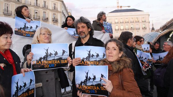 Manifestation contre l'accord UE-Turquie à Madrid - Sputnik Afrique