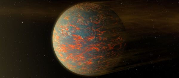 This illustration shows one possible scenario for the hot, rocky exoplanet called 55 Cancri e, which is nearly two times as wide as Earth - Sputnik Afrique