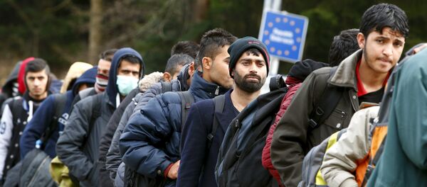 Des migrants font la queue afin de franchir la frontière austro-allemande. Novembre 2015. - Sputnik Afrique