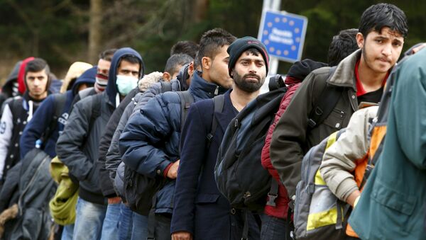 Des migrants font la queue afin de franchir la frontière austro-allemande. Novembre 2015. - Sputnik Afrique