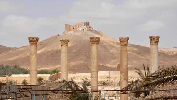 This photo released on Sunday March 27, 2016, by the Syrian official news agency SANA, shows a general view of Palmyra citadel, central Syria. - Sputnik Afrique