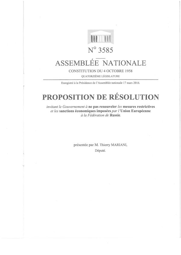 L'Assemblée nationale décidera des sanctions antirusses en avril L'Assemblée nationale décidera des sanctions antirusses en avril - Sputnik Afrique