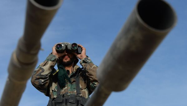 Des militaires syriens lors de l'offensive sur Al-Qaryatayn - Sputnik Afrique