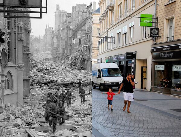 Rue Saint-Pierre, Caen, France. 1944 et aujourd'hui - Sputnik Afrique