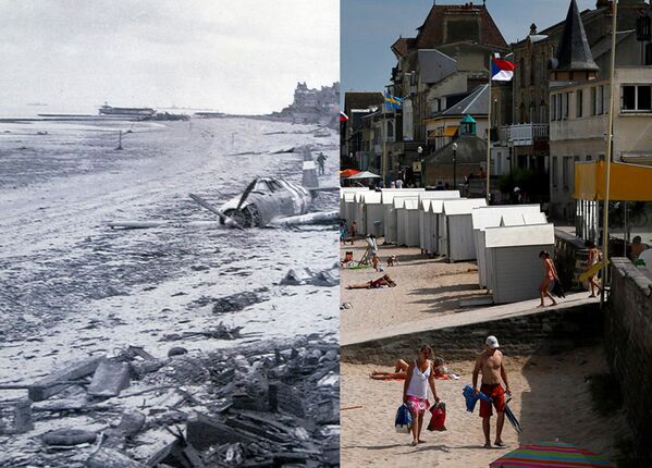 Saint-Aubin-sur-Mer, France. En Juin 1944 et aujourd'hui. - Sputnik Afrique
