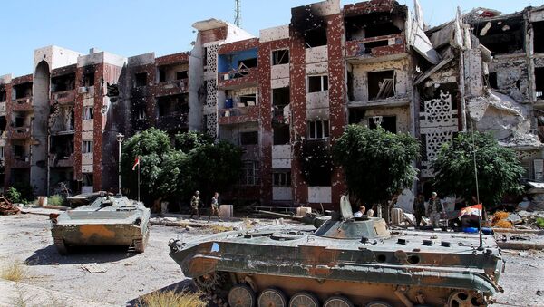 Syrian soldiers recapture the Damascus suburb of Adra, Syria (file photo) - Sputnik Afrique