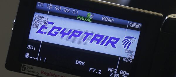 The company logo is displayed on a video camera screen at the Egyptair desk at Charles de Gaulle airport, after an Egyptair flight disappeared from radar during its flight from Paris to Cairo, in Paris, France, May 19, 2016 - Sputnik Afrique