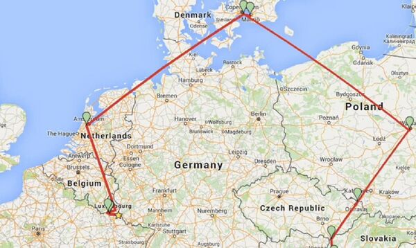 12 pays européens en 24 heures. L'itinéraire emprunté par Adam Leyton 12 pays européens en 24 heures. L'itinéraire emprunté par Adam Leyton - Sputnik Afrique