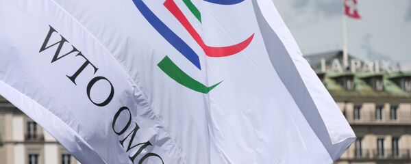 Drapeau de l'Organisation mondiale du commerce (OMC) à Genève Drapeau de l'Organisation mondiale du commerce (OMC) à Genève - Sputnik Afrique