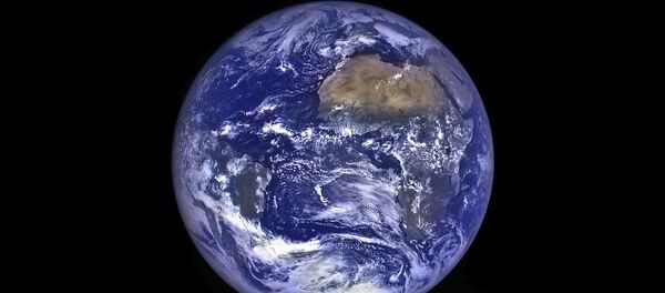 The Earth straddling the limb of the Moon, as seen from above Compton crater. Center of the Earth in this view is 4.04°N, 12.44°W, just off the coast of Liberia. The large tan area in the upper right is the Sahara desert, and just beyond is Saudia Arabia. The Atlantic and Pacific coasts of South America are visible to the left. WAC E1199291151C (Earth only), NAC M1199291564LR (Earth and Moon); sequence start time 12 October 2015 12:18:17.384 UTC - Sputnik Afrique