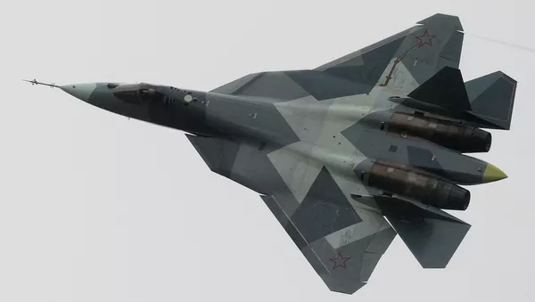Le chasseur T-50 au tournoi Aviadarts 2016 - Sputnik Afrique