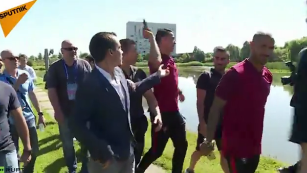 Ronaldo jette le micro d'un journaliste à l'eau - Sputnik Afrique