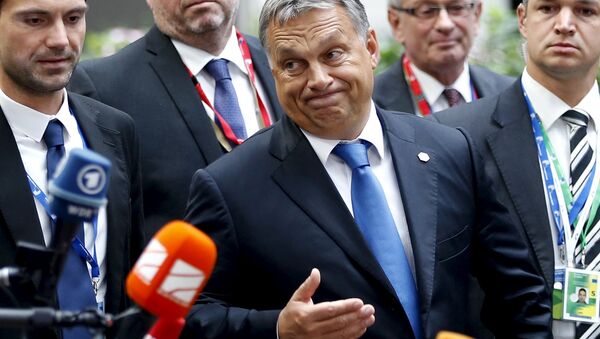 Le premier ministre hongrois après le sommet extraordinaire consacré au crise migratoire actuel, Bruxelles, le 23 septembre - Sputnik Afrique