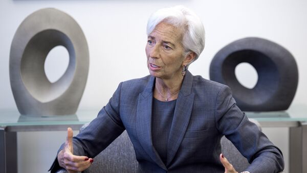 International Monetary Fund (IMF) Managing Director Christine Lagarde speaks during an interview at the IMF headquarters in Washington on July 6, 2016. - Sputnik Afrique