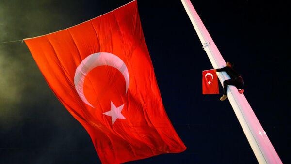 Un partisant du président turc Erdogan sur la place Taksim à Istanbul - Sputnik Afrique