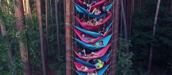 Des enthousiastes ont suspendu un nombre record de hamacs dans une forêt russe. Des enthousiastes ont suspendu un nombre record de hamacs dans une forêt russe. - Sputnik Afrique