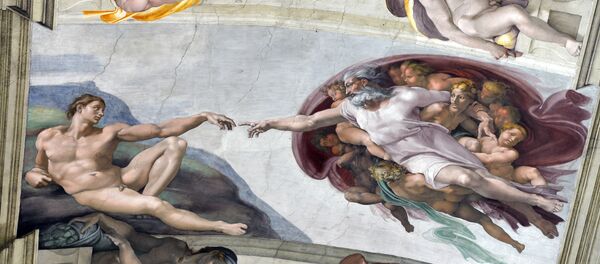 Фреска Микеланджело с изображением Адама на потолке Сикстинской капеллы в Ватикане - Sputnik Afrique