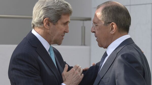 Die Außenminister der USA und Russlands, John Kerry und Sergej Lawrow - Sputnik Afrique