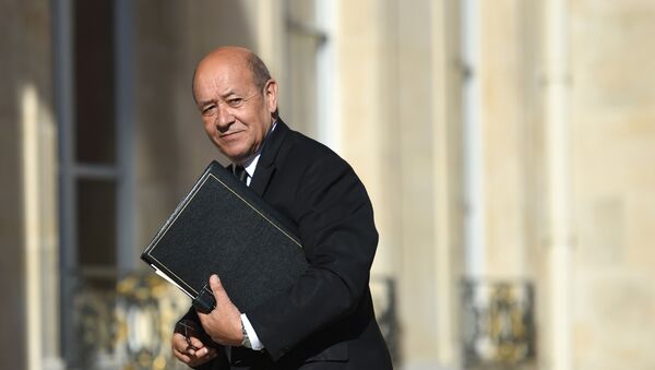 French Defence minister Jean-Yves Le Drian arrives at the Elysee presidential Palace in Paris for the first weekly cabinet meeting following the summer holidays in August 22, 2016. - Sputnik Afrique