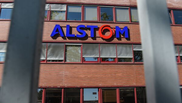(FILES) This file photo taken on September 07, 2016 shows the logo of the French power and transport engineering company Alstom in Belfort, eastern France. - Sputnik Afrique
