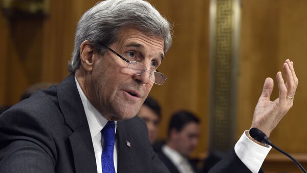 Secretary of State John Kerry testifies on Capitol Hill in Washington, Tuesday, Feb. 23, 2016. - Sputnik Afrique