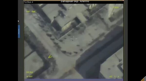 Vidéo-surveillance depuis la caméra installée sur le drone qui surveille les zones occidentales de la ville d'Alep - Sputnik Afrique