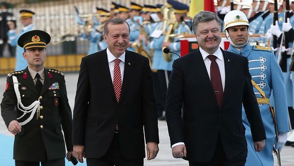 Türkischer Präsident Recep Tayyip Erdogan und ukrainischer Staatschef Petro Poroschenko in Ankara - Sputnik Afrique