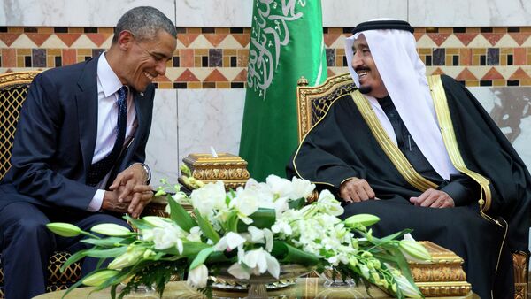 FILE - In this Jan. 27, 2015 file photo, President Barack Obama meets Saudi Arabian King Salman bin Abdul Aziz in Riyadh, Saudi Arabia - Sputnik Afrique