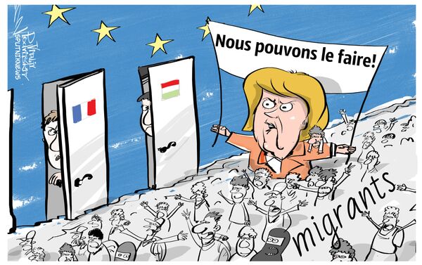 Angela Merkel accusée de trahison lors d'un déplacement à Dresde Angela Merkel accusée de trahison lors d'un déplacement à Dresde - Sputnik Afrique