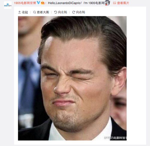Une image publiée sur le compte de DiCaprio sur Weibo - Sputnik Afrique