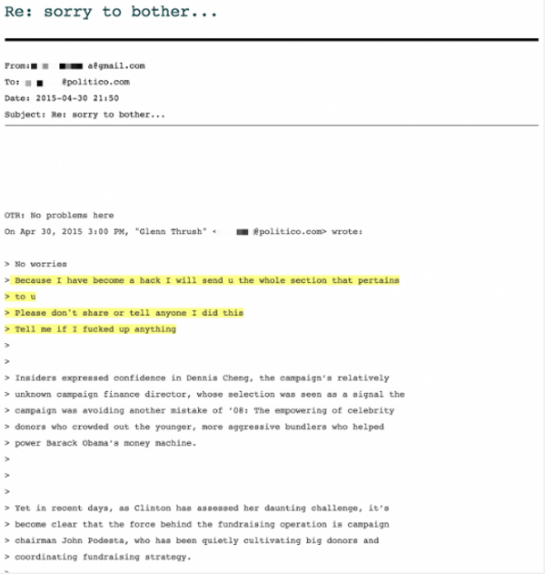 Extrait d'un échange de lettres entre John Podesta et Glenn Thrush Extrait d'un échange de lettres entre John Podesta et Glenn Thrush - Sputnik Afrique