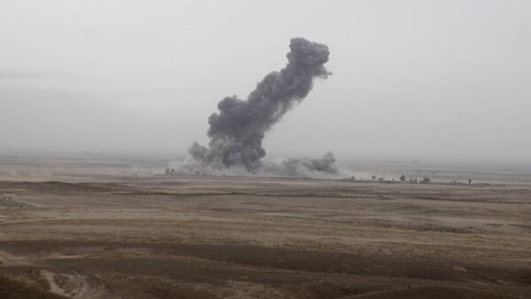 La fumée monte après des frappes aériennes de la coalition contre les militants d'Etat islamique à la périphérie de Kirkouk - Sputnik Afrique