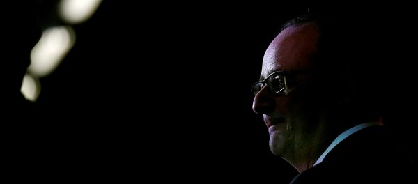 French President Francois Hollande speaks after visiting the logistics center of Sarenza in Reau - Sputnik Afrique