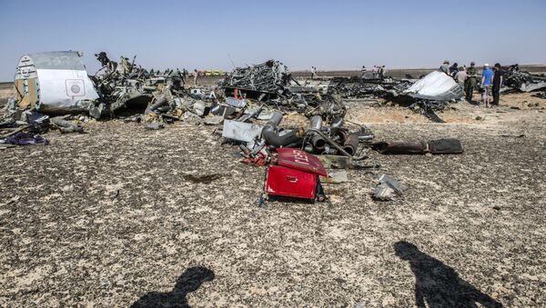 Debris belonging to the A321 Russian airliner are seen at the site of the crash in Wadi al-Zolomat, a mountainous area in Egypt's Sinai Peninsula on November 1, 2015. - Sputnik Afrique