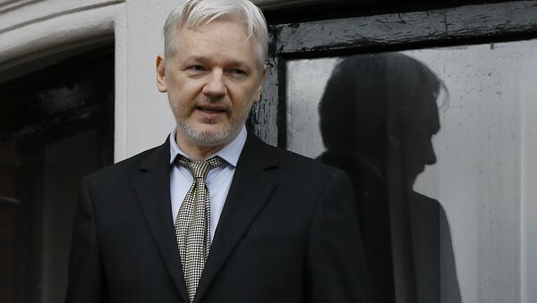 Wikileaks founder Julian Assange speaks from the balcony of the Ecuadorean Embassy in London (File) - Sputnik Afrique