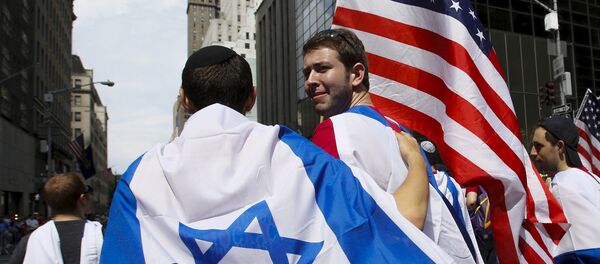 Drapeuax israélien et américain - Sputnik Afrique