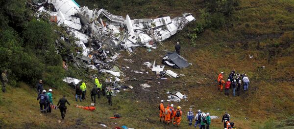 Wreckage from a plane that crashed into Colombian jungle with Brazilian soccer team Chapecoense is seen near Medellin, Colombia - Sputnik Afrique