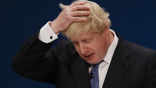 British Foreign Secretary Boris Johnson delivers a speech on the first day of the Conservative party annual conference at the International Convention Centre in Birmingham, central England, on October 2, 2016 - Sputnik Afrique