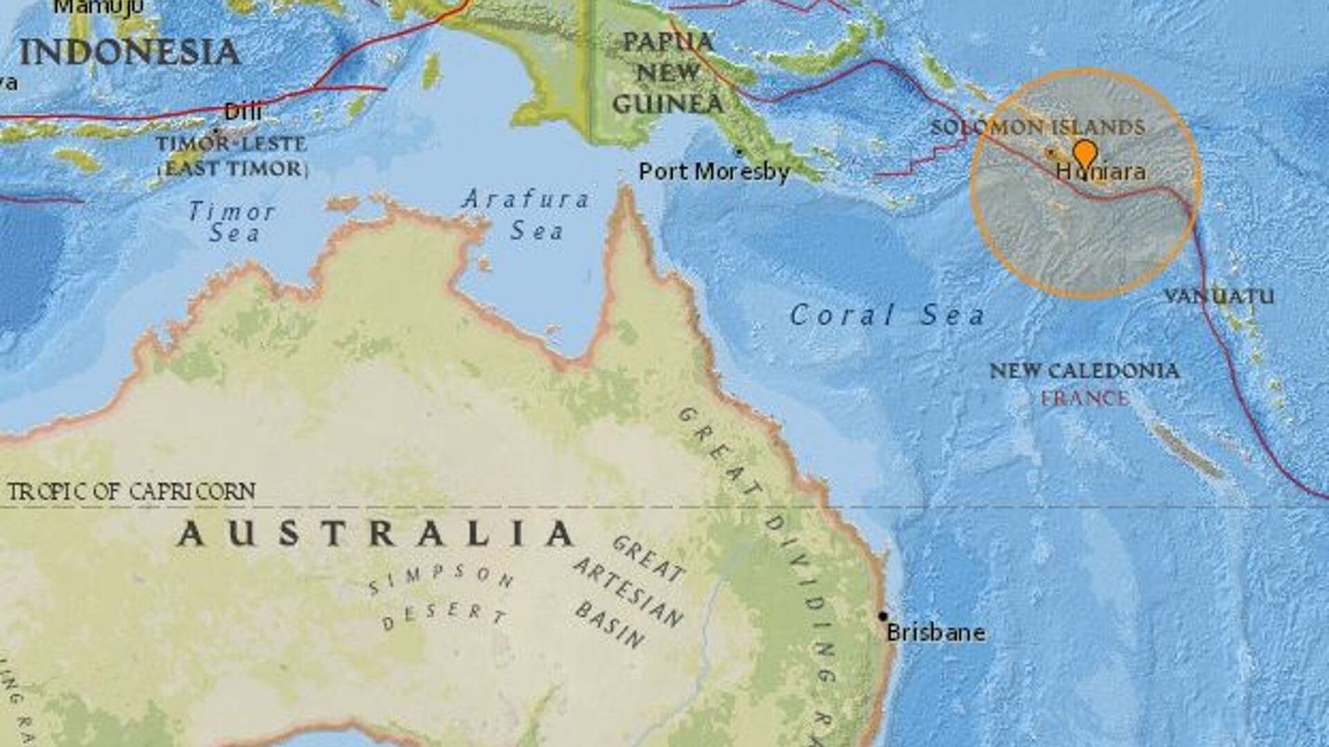 Séisme de magnitude 8.0 au large des îles Salomon, dans le Pacifique  - Sputnik Afrique, 1920, 27.11.2021