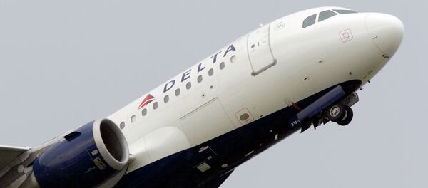 Delta airlines jet takes off at the Detroit Metropolitan Airport in Romulus, Mich. Delta spokesperson Brian Kruse stressed that the airlines does not condone discrimination of any kind.   - Sputnik Afrique