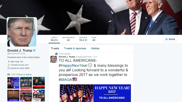 La page officielle de Donald Trump sur Twitter - Sputnik Afrique